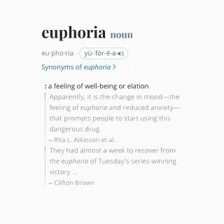Dictionary definition of the word 'Euphoria' in black text on white background